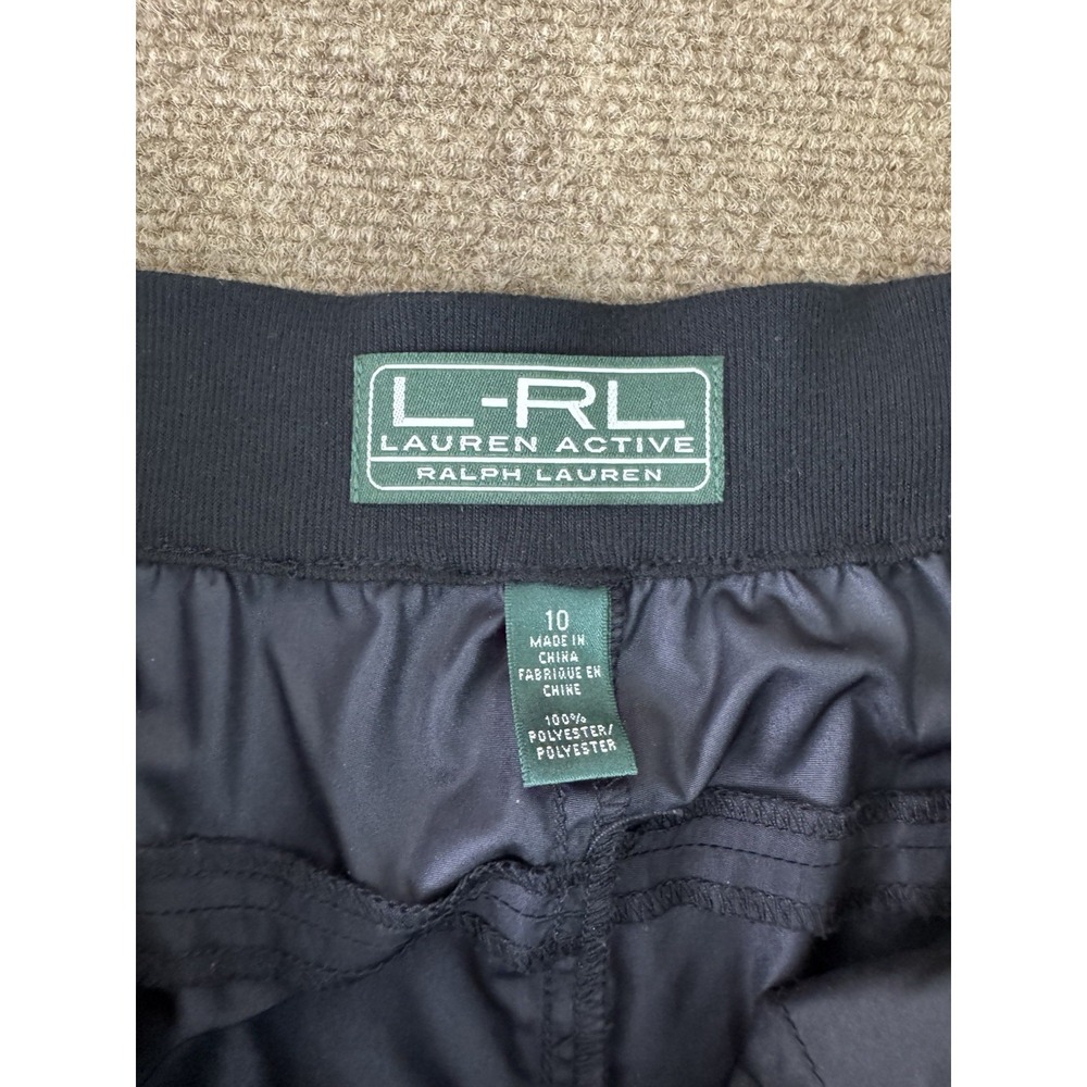 L-RL Lauren Ralph Lauren Active Pants Women 10 Black Performance Zip Pockets - Picture 13 of 16